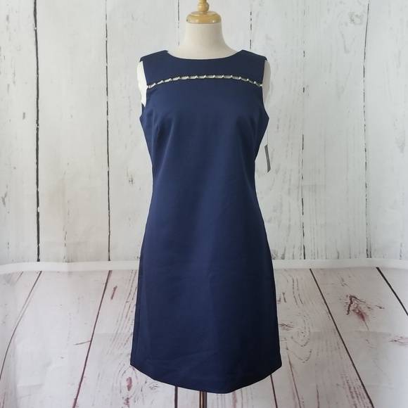 ELLEN TRACY Navy Blue Pencil Dress - Picture 1 of 8